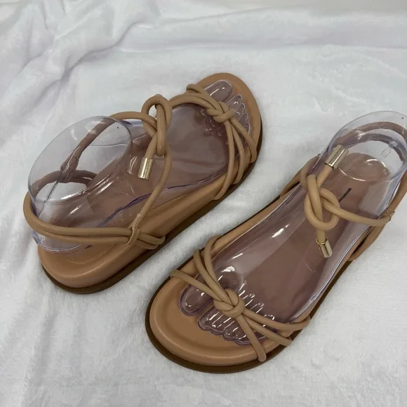 Arezzo Womens Camila Flatform Leather Ankle Strap Sandal in True Sand Size 7B - Picture 2 of 14